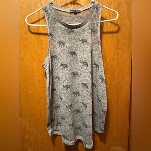 Fifth Sun Gray Elephant Print Tank Top